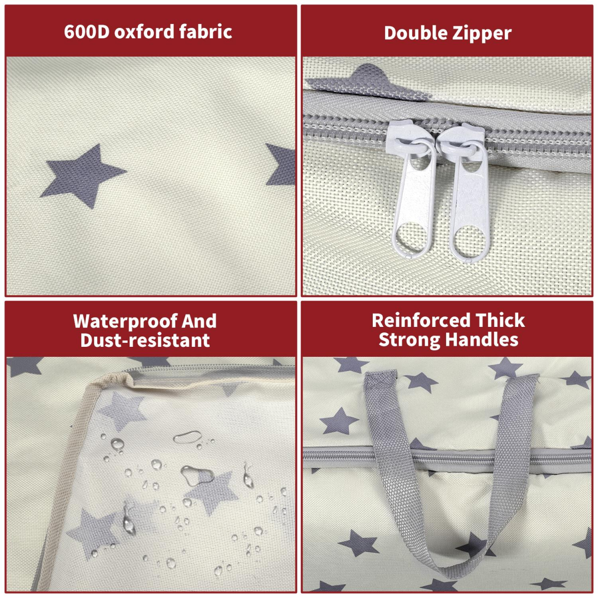 VINSANI 3pc STORAGE BAGS CREAM STAR 0000343