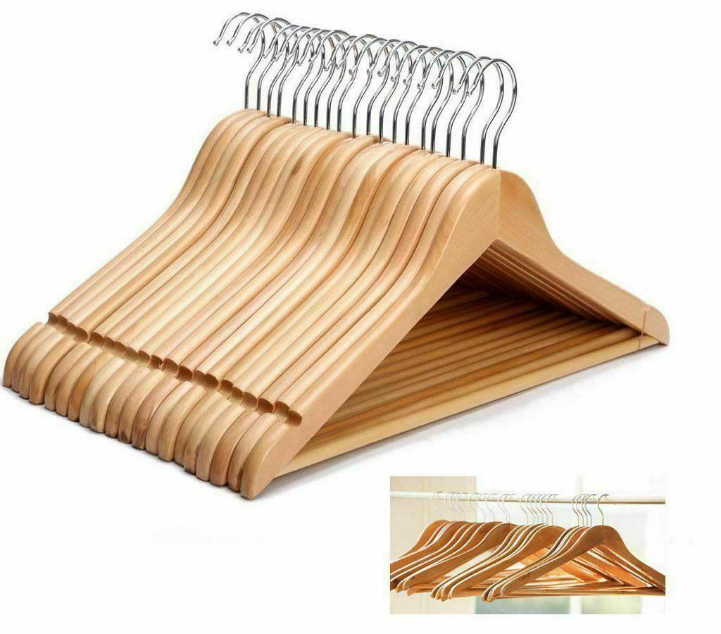X20 WOODEN COAT HANGERS SUIT GARMENT CLOTHES