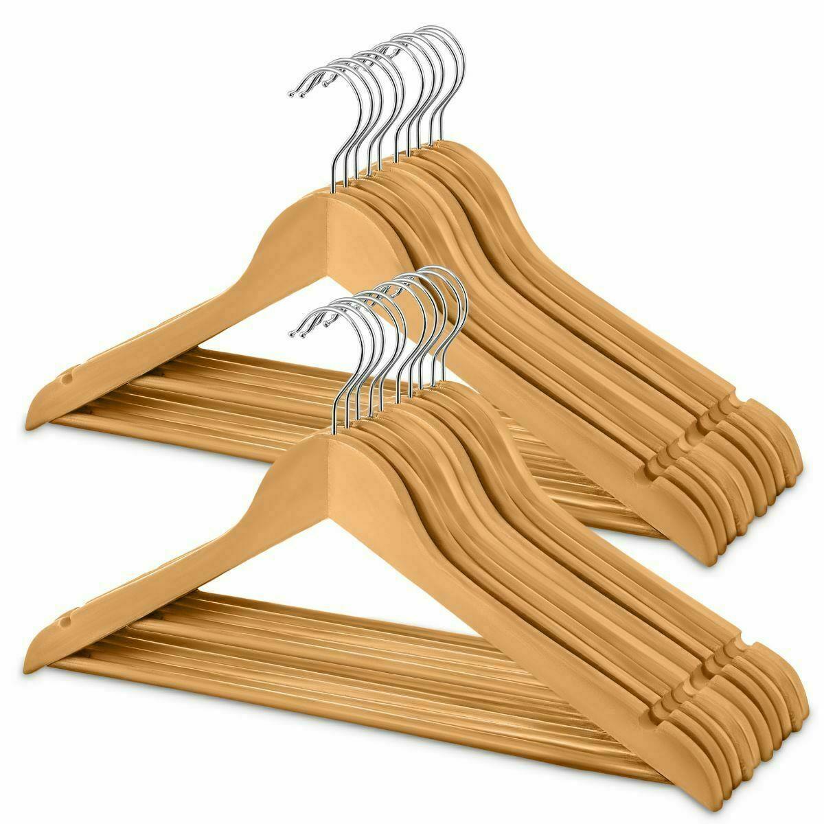 X20 WOODEN COAT HANGERS SUIT GARMENT CLOTHES