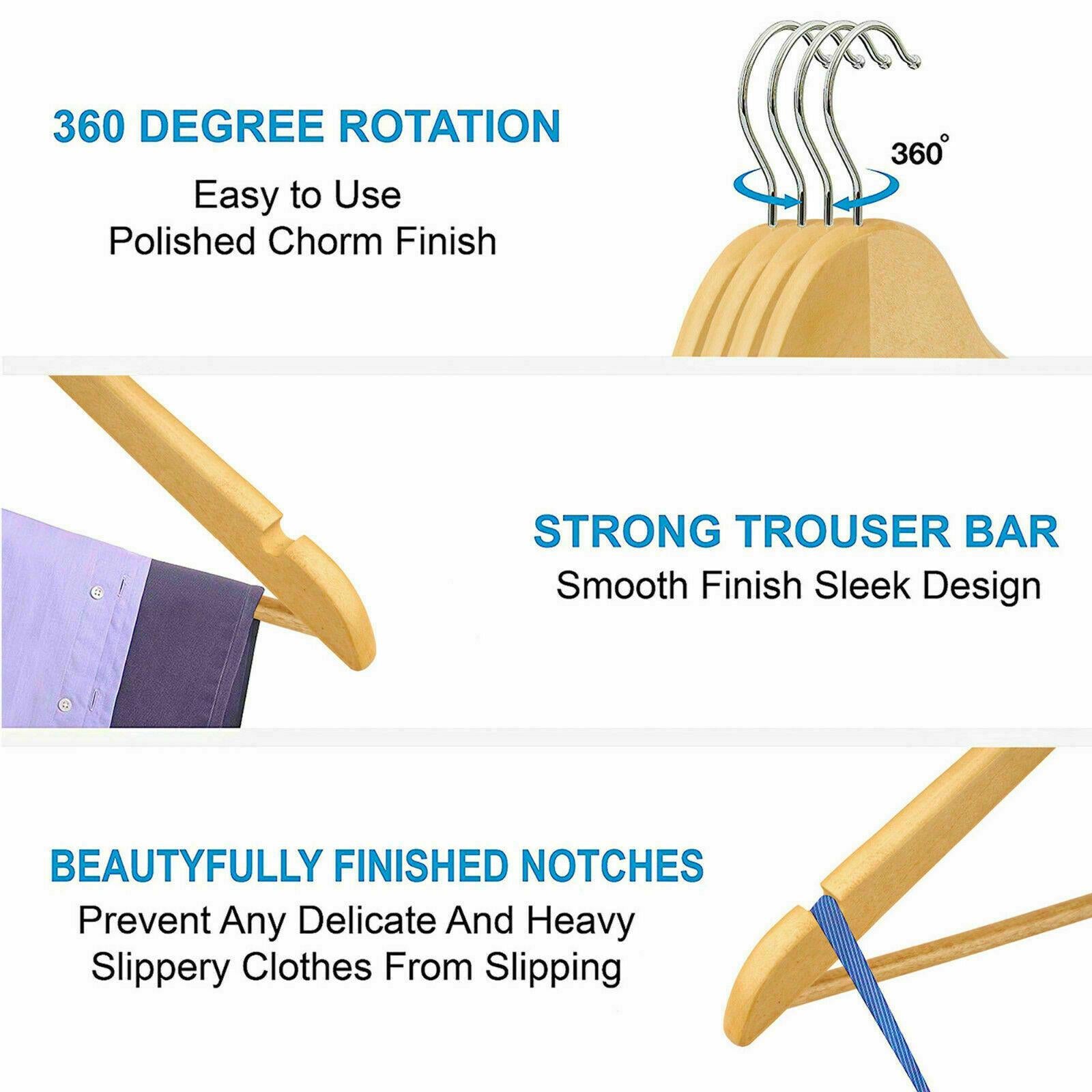 X20 WOODEN COAT HANGERS SUIT GARMENT CLOTHES